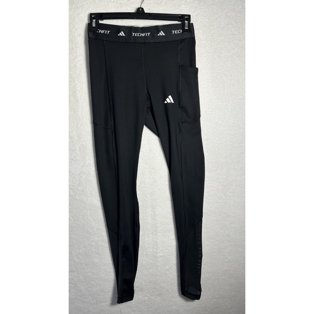 Adidas Womens Size S Black Techfit Stash Pocket Full Length Leggings